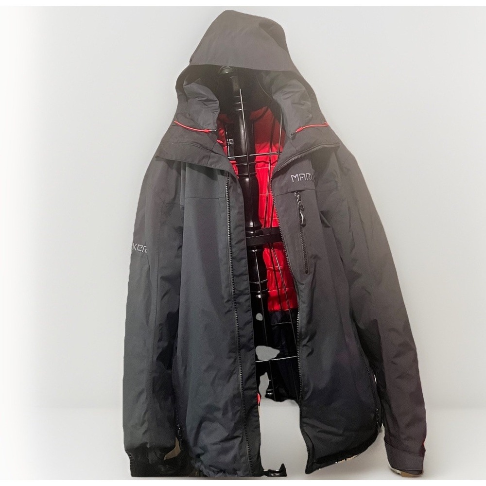 Marker Ski Jacket Men's Size XL Black‎ Waterproof  Coat W/ Hood Excellent